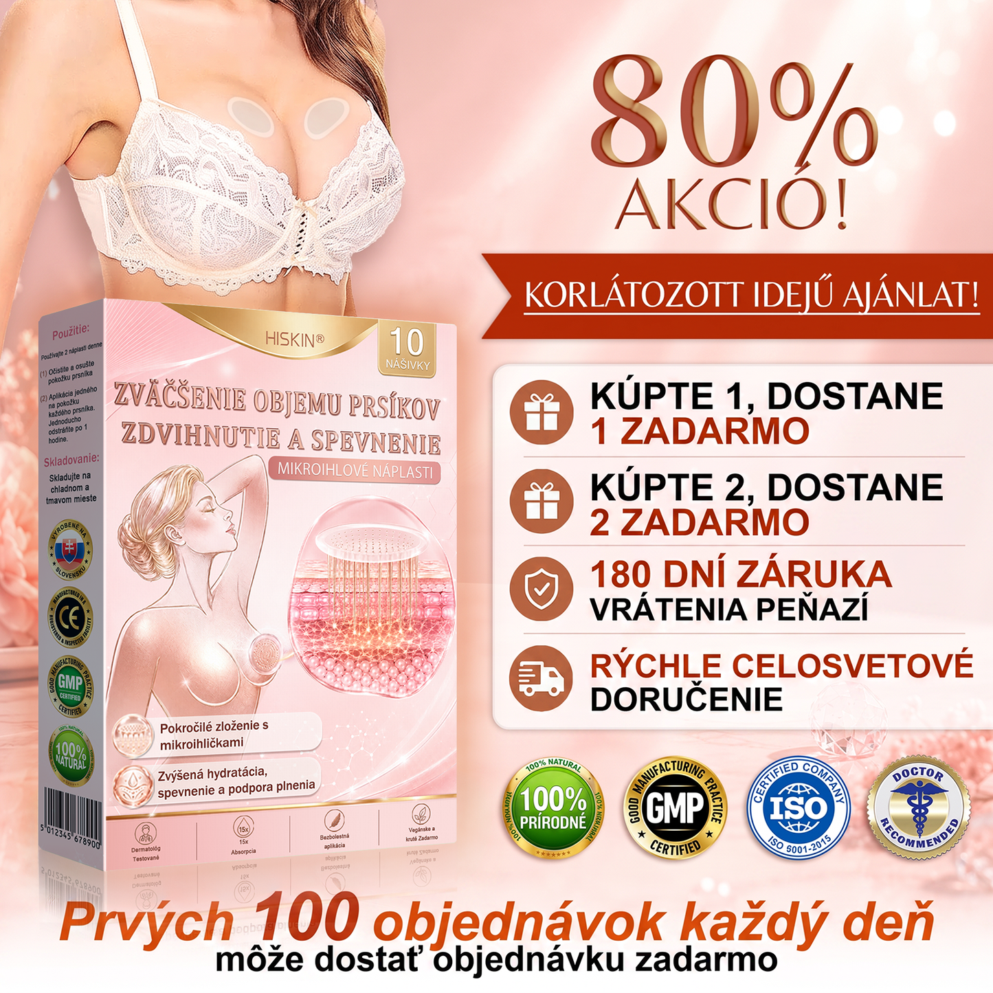 💜HISKIN® Náplasti s mikroihličkami na zväčšenie objemu, spevnenie a lifting poprsia