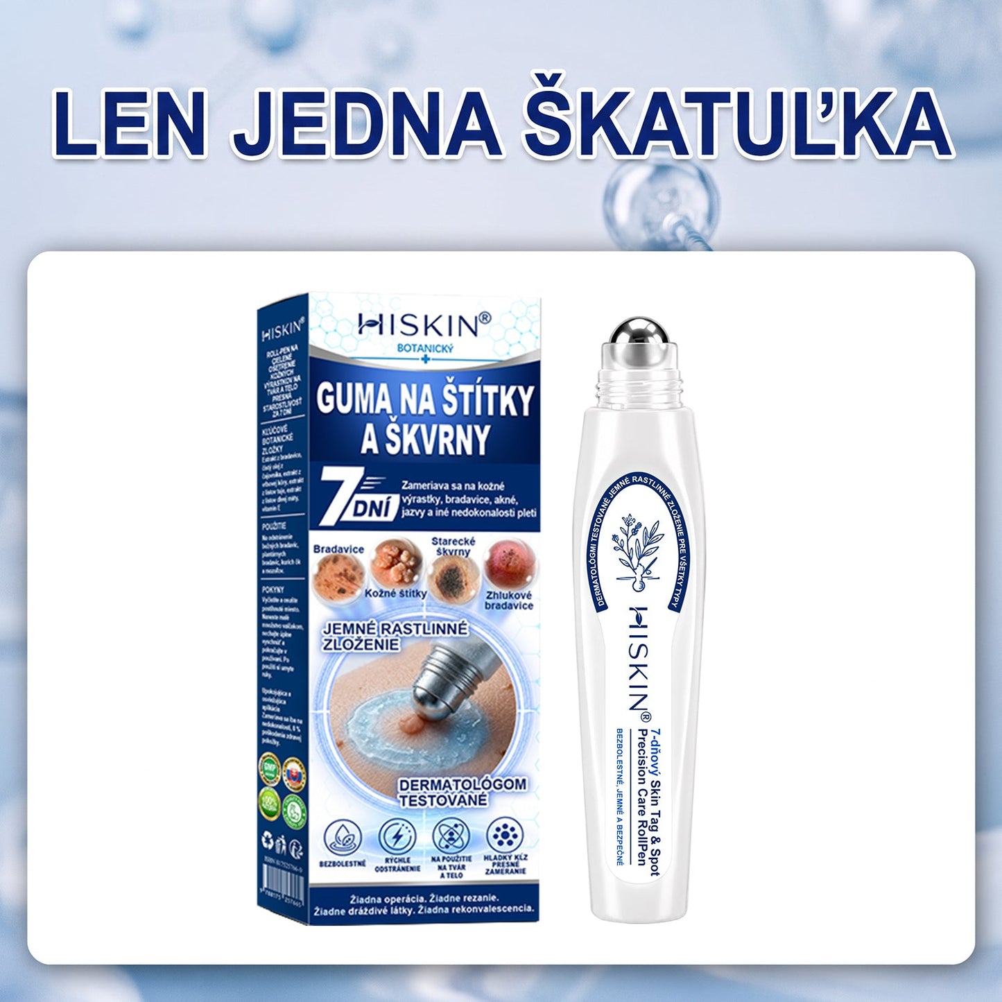 🌟HISKIN®👩‍⚕️ BOTANICKÝ – GUMA NA ŠTÍTKY A ŠKVRNY – Bezbolestná starostlivosť o pokožku bez jaziev s pokročilým guľôčkovým aplikátorom