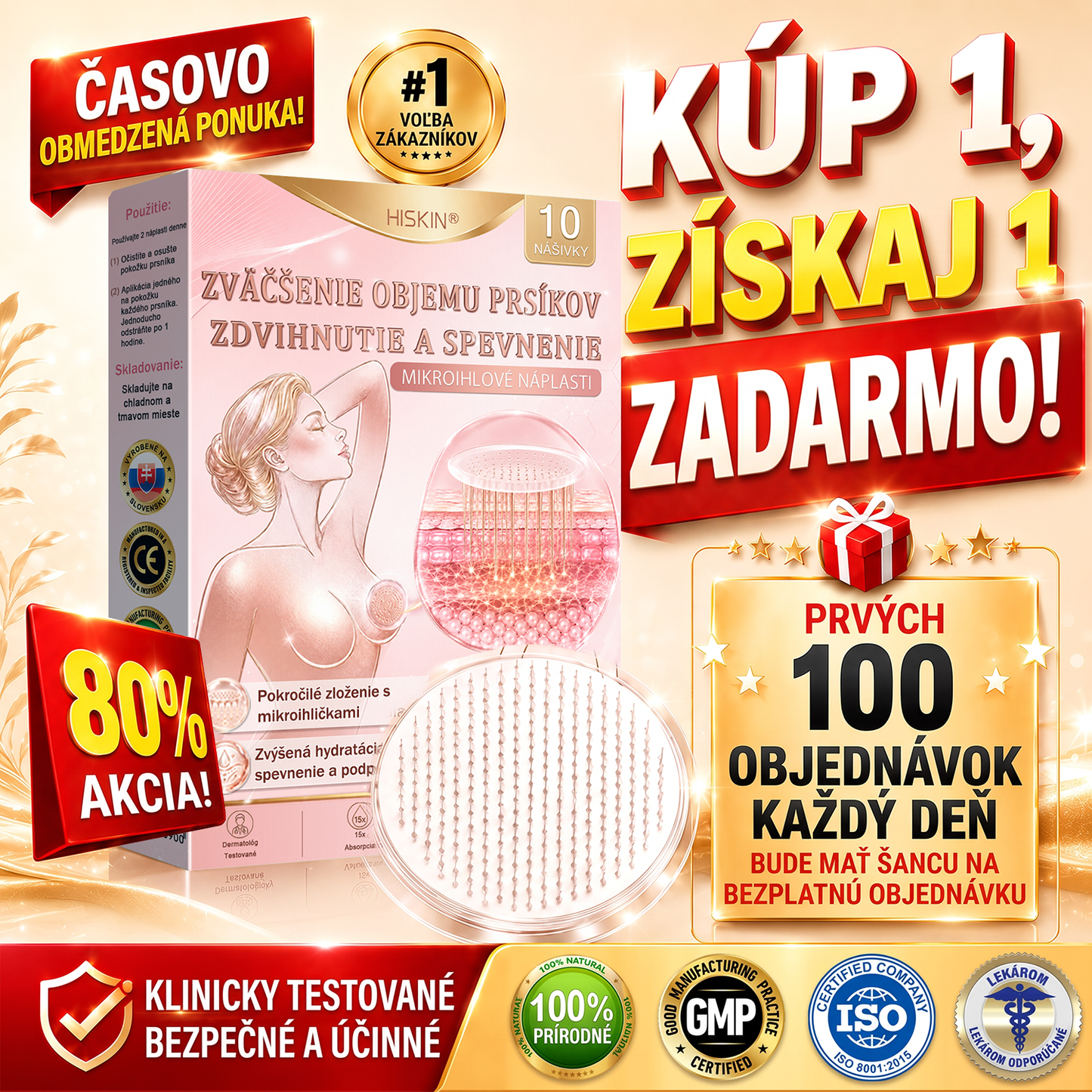 💜HISKIN® Náplasti s mikroihličkami na zväčšenie objemu, spevnenie a lifting poprsia