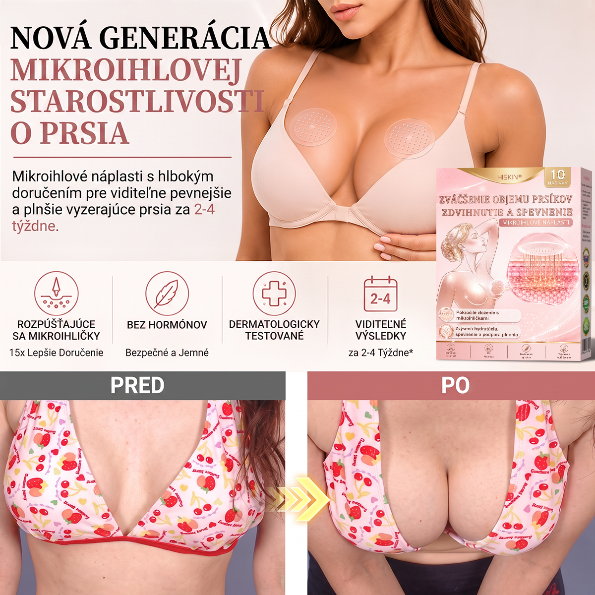 💜HISKIN® Náplasti s mikroihličkami na zväčšenie objemu, spevnenie a lifting poprsia