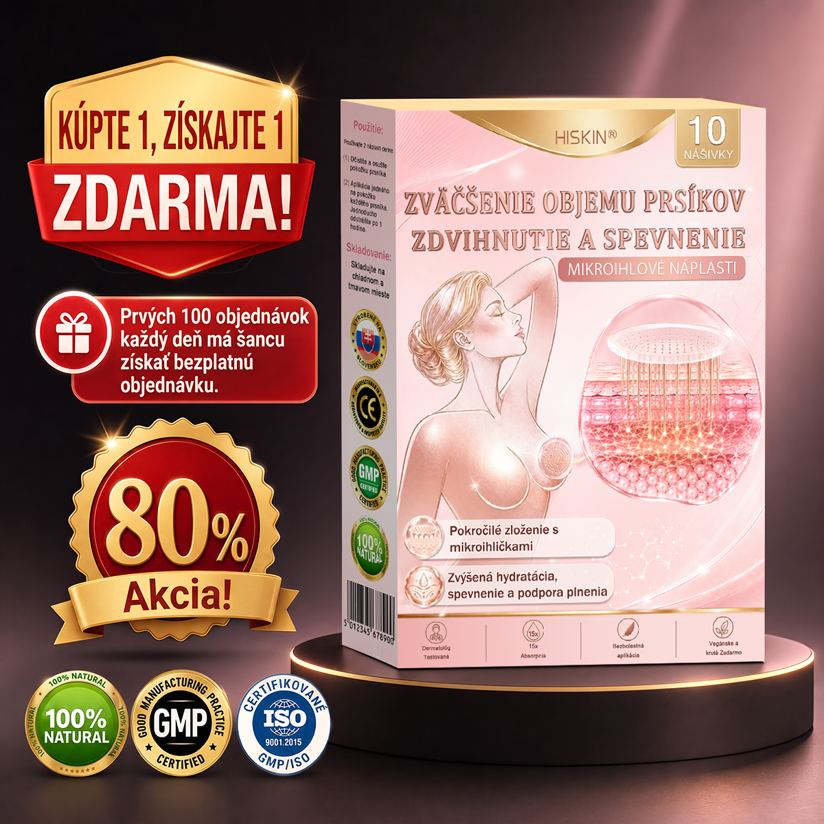 💜HISKIN® Náplasti s mikroihličkami na zväčšenie objemu, spevnenie a lifting poprsia